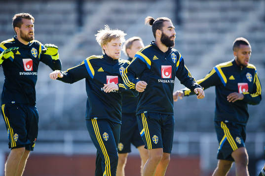 Sveriges Kristoffer Nordfeldt, Emil Forsberg och Jimmy