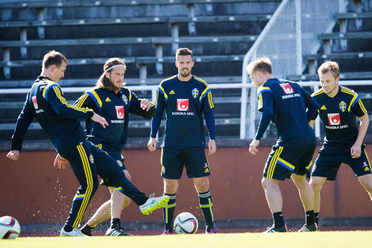 Sveriges Kim Källström, Jonas Olsson, Per Nilsson och