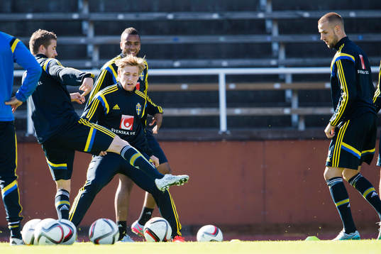 Sveriges Marcus Rohdén, Emil Forsberg och Isaac Kiese