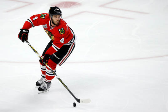 Chicago Blackhawks defenseman Niklas Hjalmarsson (4) skates