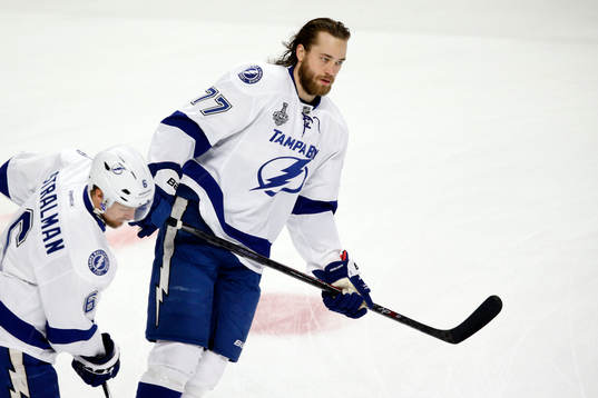 Tampa Bay Lightning defenseman Victor Hedman (77) skates