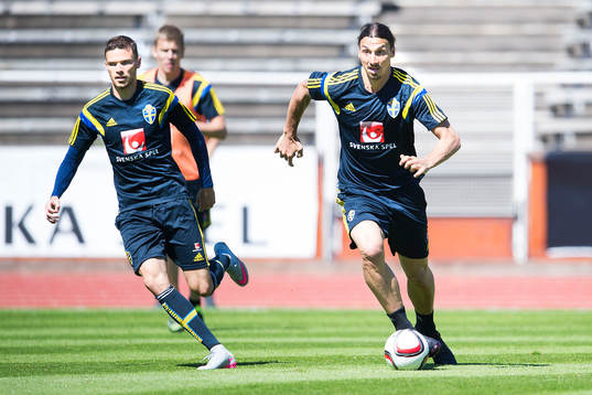 Sveriges Marcus Berg och Zlatan Ibrahimovic