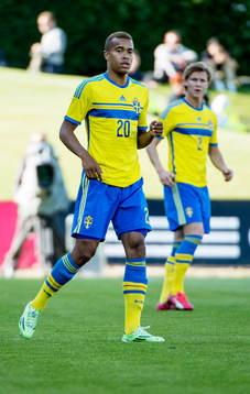 Sveriges Robin Quaison och Emil Krafth