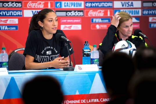 s Christen Press och förbundskapten Jill Ellis