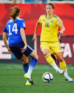 s Morgan Brian och Sveriges Lina Nilsson