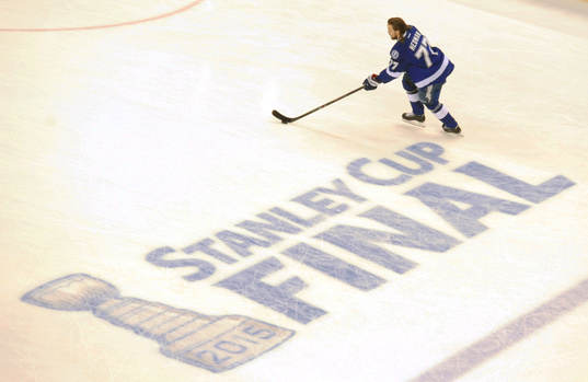 Tampa Bay defenseman Victor Hedman warmup