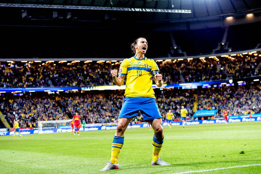 Sveriges Zlatan Ibrahimovic jublar