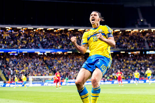 Sveriges Zlatan Ibrahimovic jublar