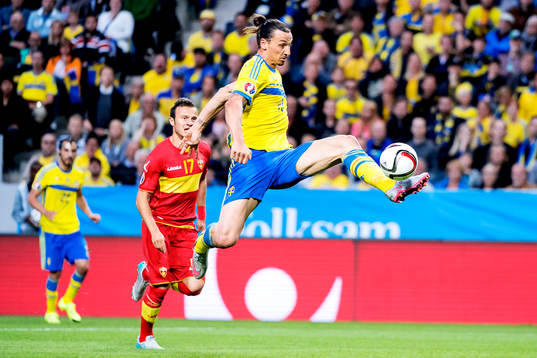 Sveriges Zlatan Ibrahimovic och Montenegros Elsad Zverotic