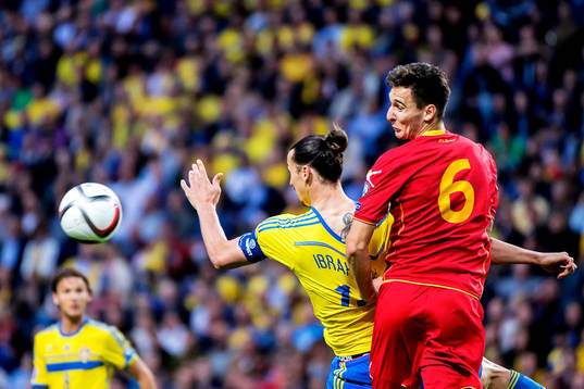 Sveriges Zlatan Ibrahimovic och Montenegros Zarko Tomasevic