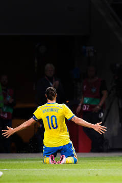 Sveriges Zlatan Ibrahimovic jublar