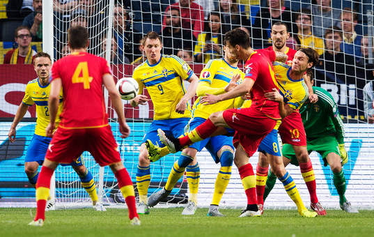 Sveriges Pierre Bengtsson, Kim Källström och Albin Ekdal