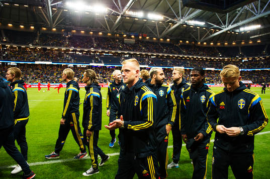 Sveriges U21-landslag med John Guidetti