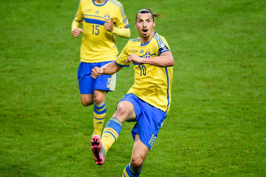 Sveriges Zlatan Ibrahimovic  jublar