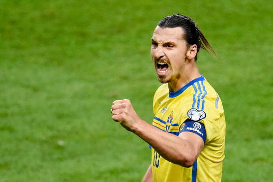 Sveriges Zlatan Ibrahimovic jublar