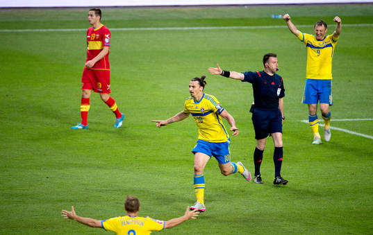 Sveriges Zlatan Ibrahimovic jublar
