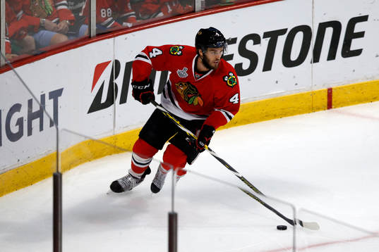 Chicago Blackhawks defenseman Niklas Hjalmarsson (4) skates