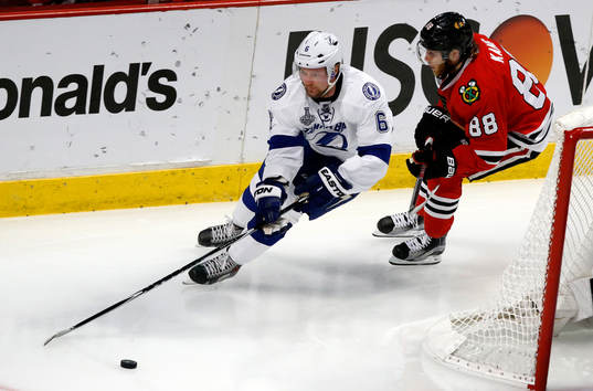 Tampa Bay Lightning defenseman Anton Stralman (6) skates