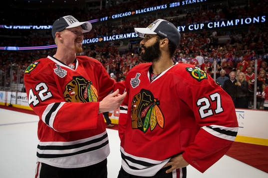 Chicago Blackhawks left wing Joakim Nordström (42) and