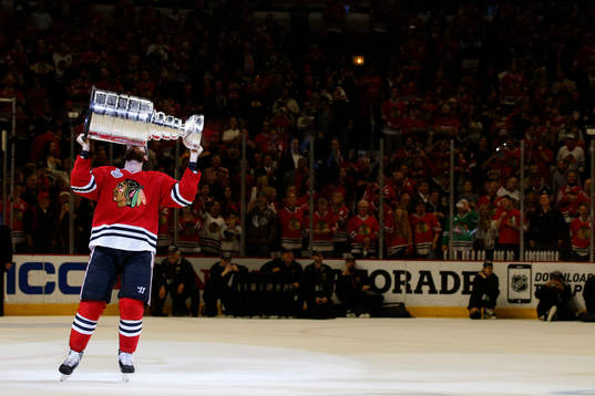 Chicago Blackhawks left wing Brandon Saad (20) skates with