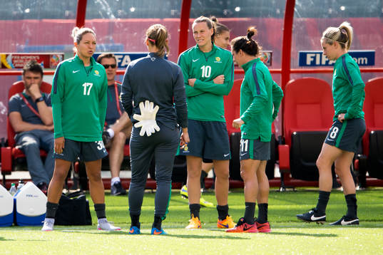 Australiens Kyah Simon och Emily van Egmond