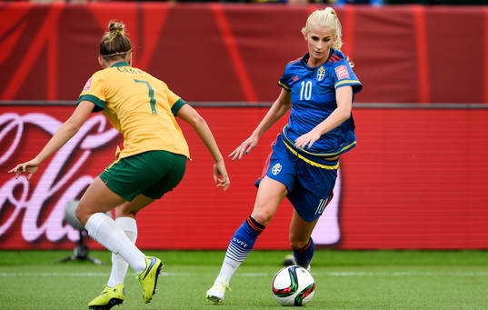 Australiens Stephanie Catley och Sveriges Sofia Jakobsson