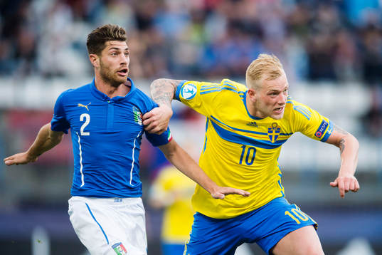 under fotbollsmatchen i U21-EM mellan Italien och Sverige