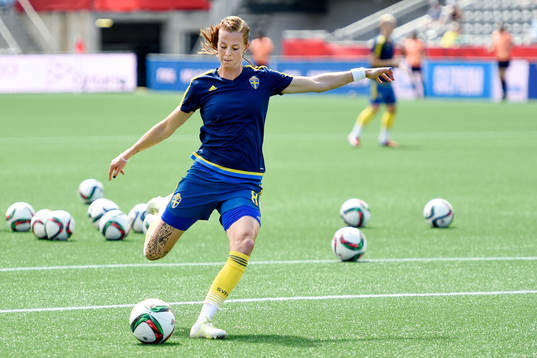 Sveriges Lotta Schelin före åttondelsfinalen i VM mellan