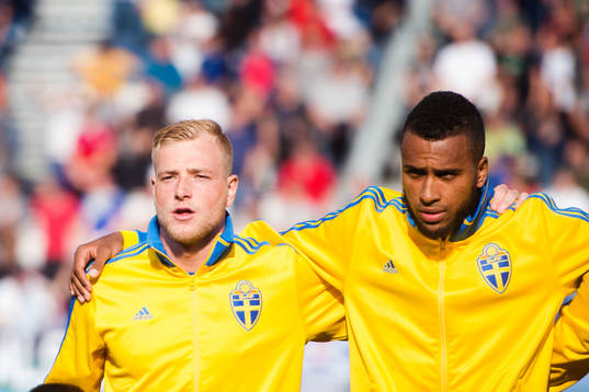 Sveriges John Guidetti och Isaac Kiese Thelin