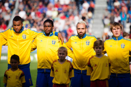 Sveriges Isaac Kiese Thelin, Joseph Baffo, Abdullah Khalili