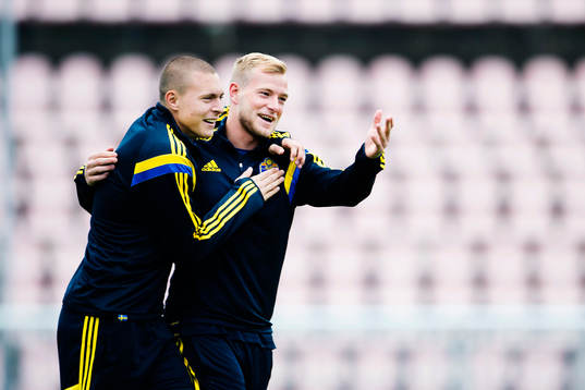 Sveriges Victor Nilsson Lindelöf och John Guidetti