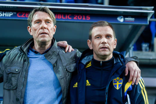 Sveriges förbundskapten Håkan Ericson och assisterande