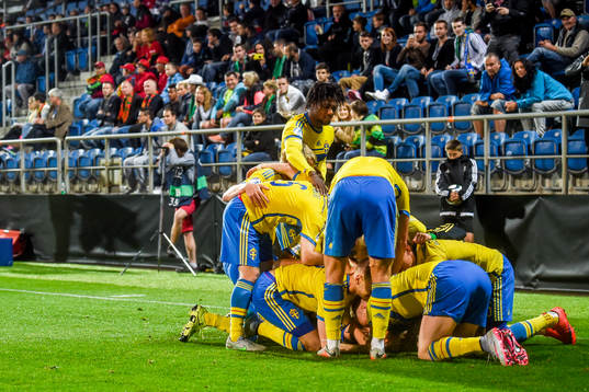 Sveriges spelare jublar