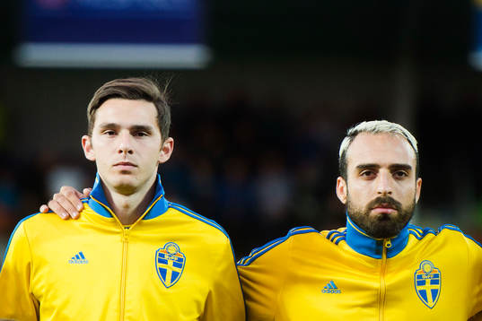 Sveriges Branimir Hrgota och Abdullah Khalili