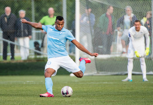 Malmö FFs Luis Felipe Carvalho Da Silva och målvakt Robin