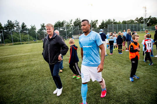 Malmö FFs tränare Åge Hareide och Luis Felipe Carvalho