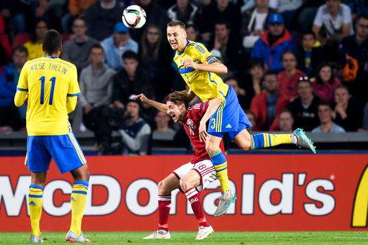 Sveriges Alexander Milosevic och Danmarks Rasmus Falk Jensen