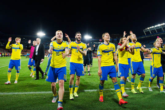 Sveriges Sam Larsson, John Guidetti, Mikael Ishak,