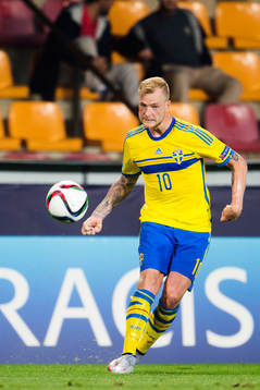 Sveriges John Guidetti fotbollsmatchen i U21-EM mellan