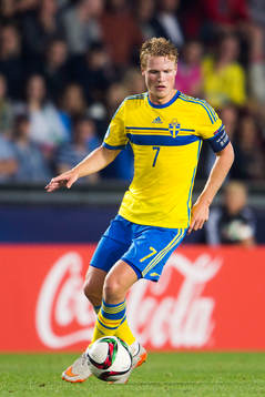Sveriges Oscar Hiljemark fotbollsmatchen i U21-EM mellan