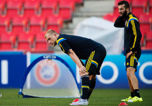 Sveriges John Guidetti och Mikael Ishak