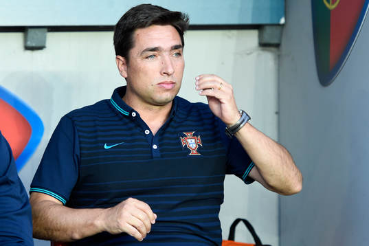 Portugals förbundskapten Rui Jorge före fotbollsmatchen i