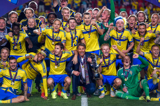 Sveriges landslag firar