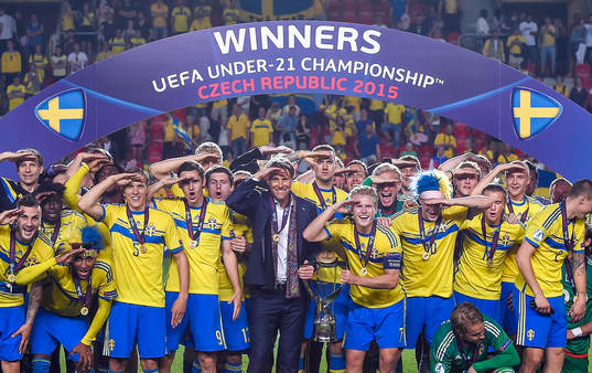 Sveriges landslag firar