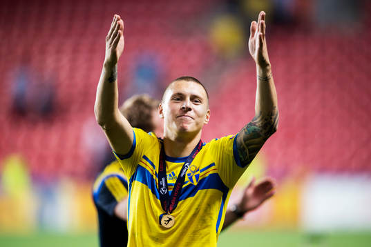 Sveriges Victor Nilsson Lindelöf jublar