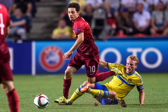 Portugals Bernardo Silva och Sveriges Oscar Hiljemark