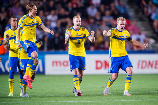 Sveriges Ludwig Augustinsson, John Guidetti och Oscar