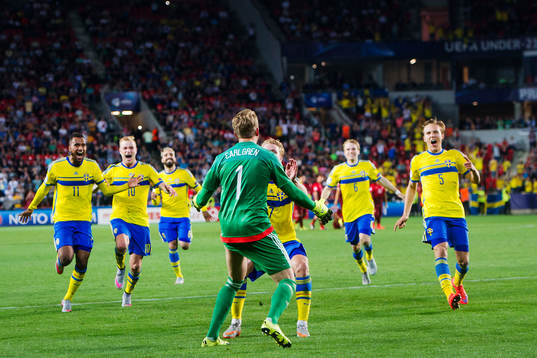 Sveriges Isaac Kiese Thelin, John Guidetti, Abdullah