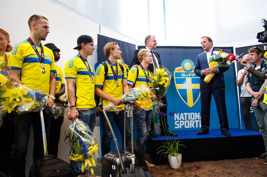 Sveriges U21-landslag hyllas av Svenska Fotbollförbundets