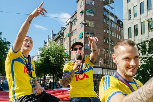 Sveriges Victor Nilsson Lindelöf, John Guidetti  och